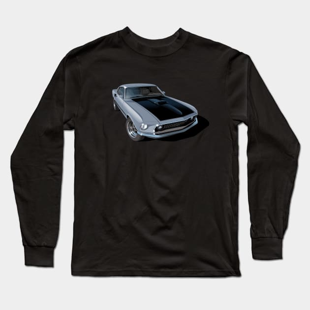 1969 ford mustang mach 1 Long Sleeve T-Shirt by candcretro